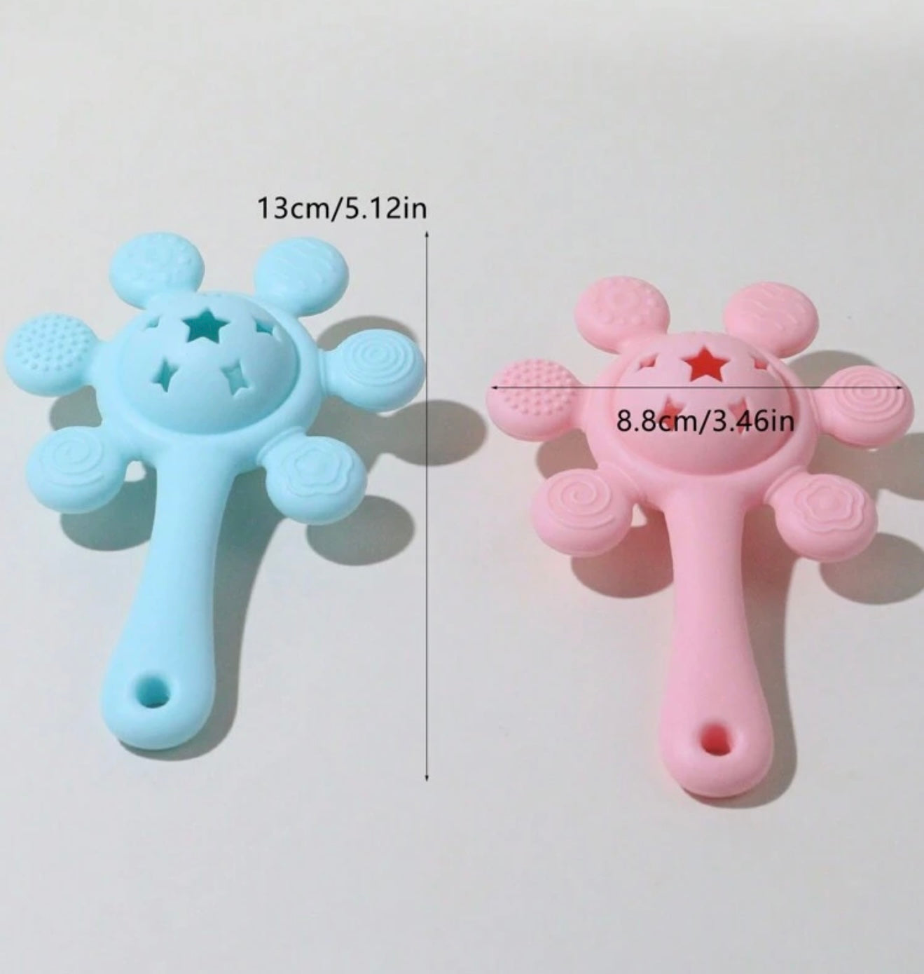 Silicone Teether and Rattle Toy Blue