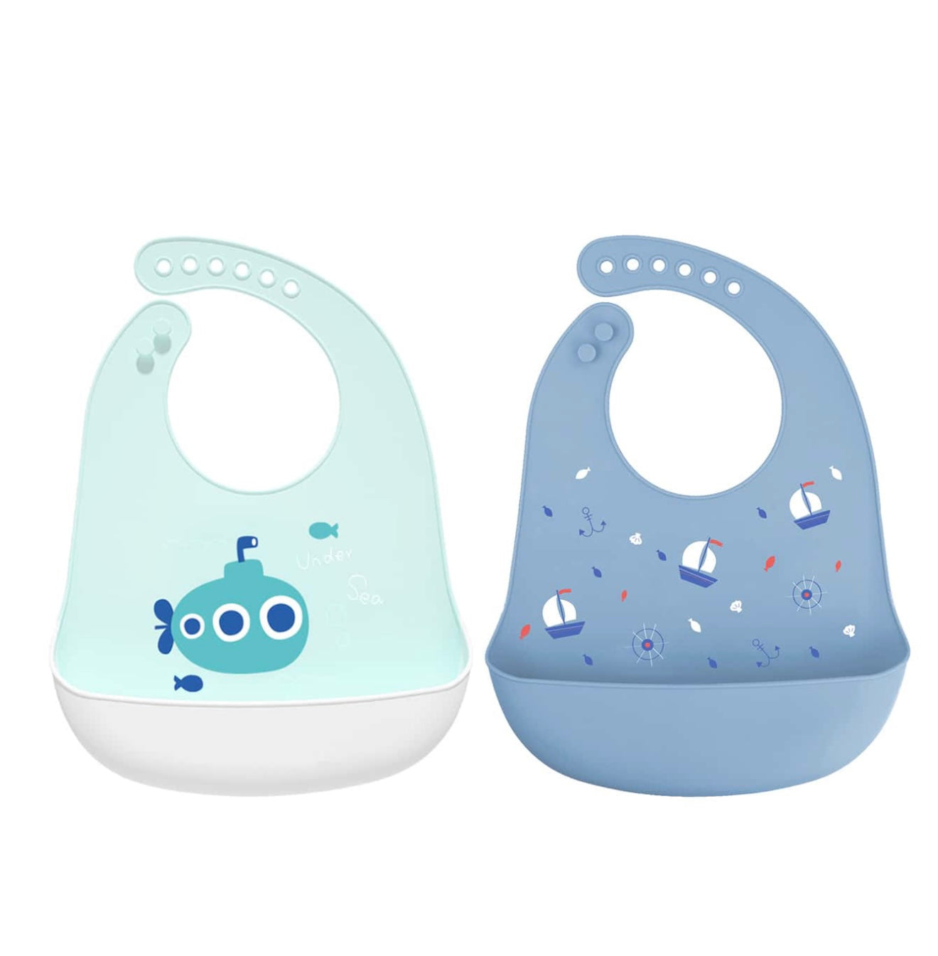Silicone Bibs Blue 2 Pack