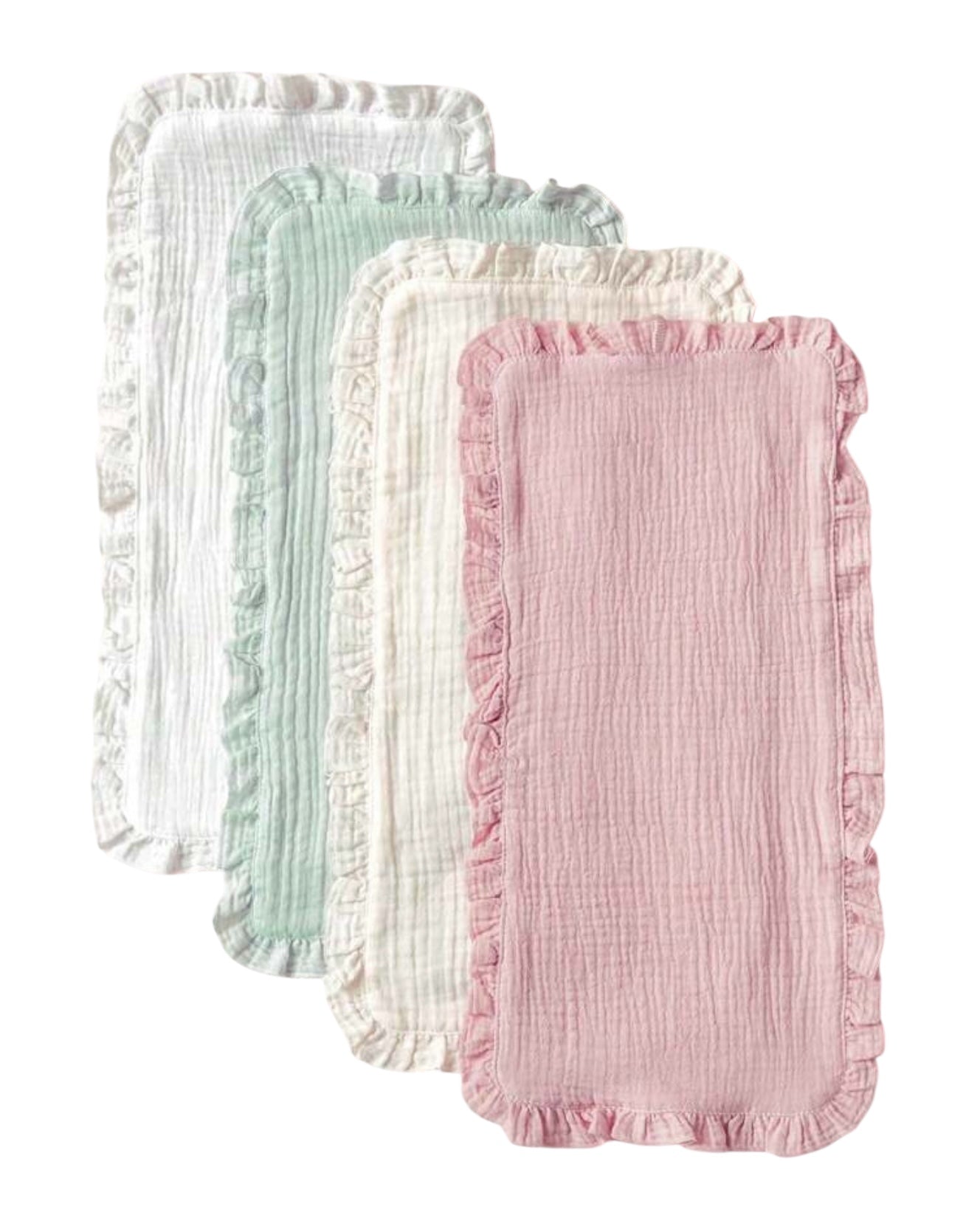 Burp cloths muslin 3 pack with Frill edge