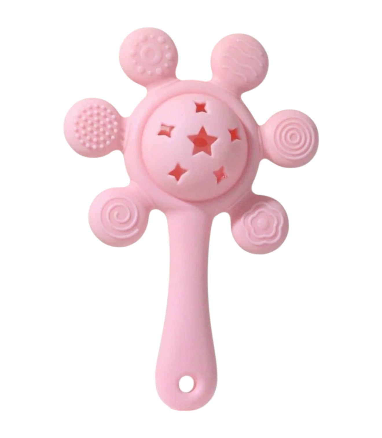 Silicone Teether Rattle Toy Pink