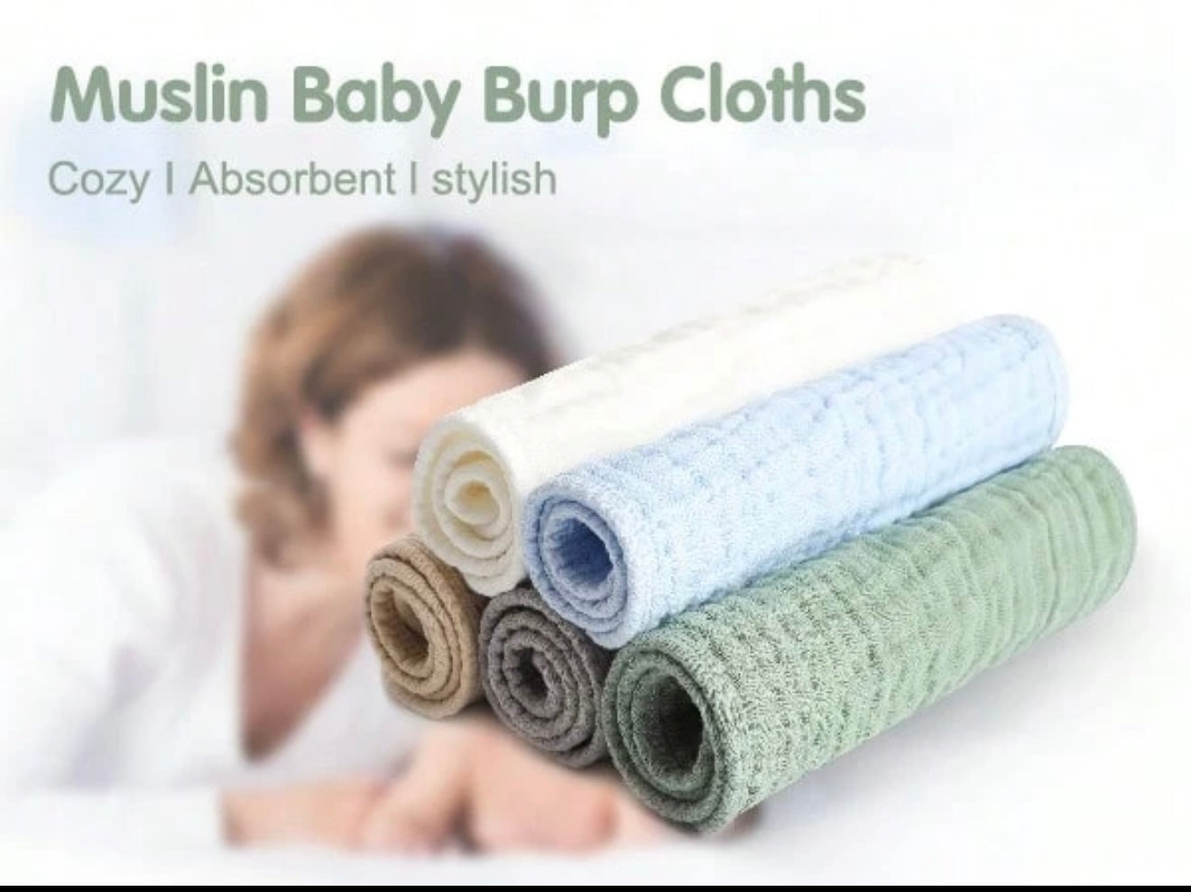 Muslin burp cloths 5 pack
