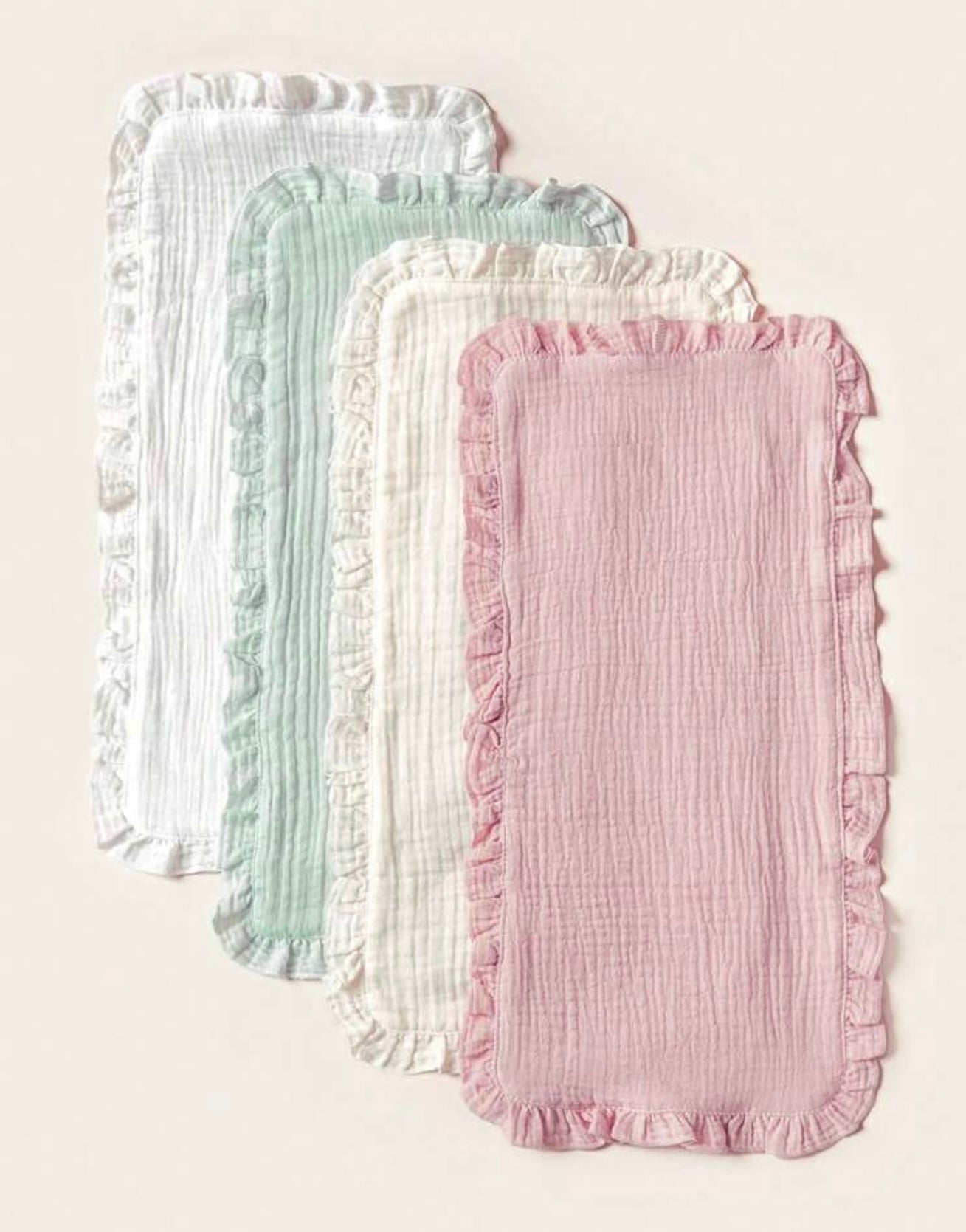 Burp cloths muslin 3 pack with Frill edge