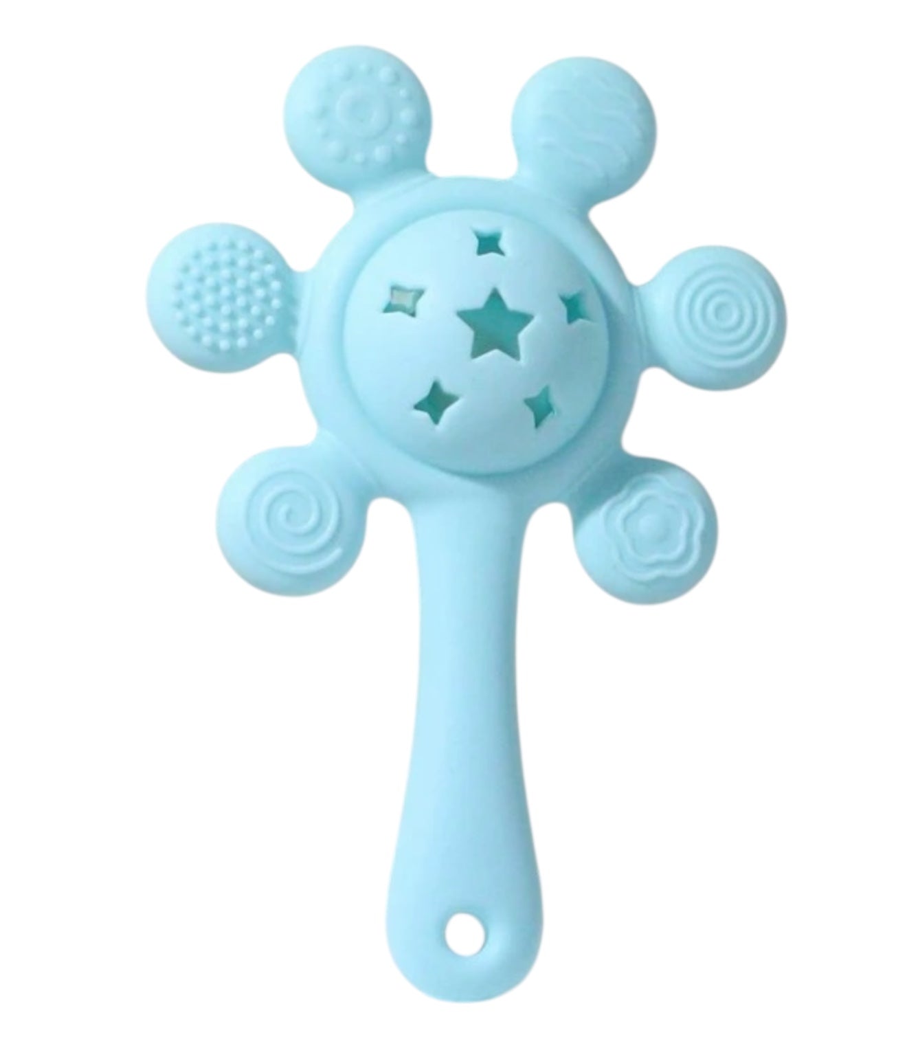 Silicone Teether and Rattle Toy Blue