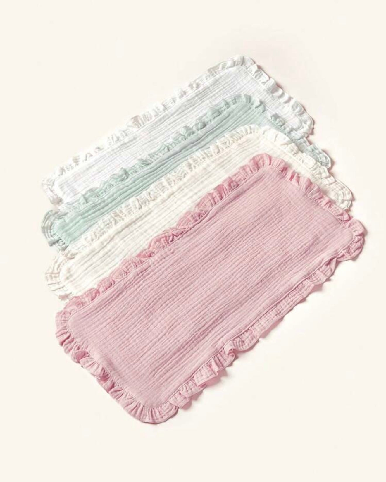 Burp cloths muslin 3 pack with Frill edge