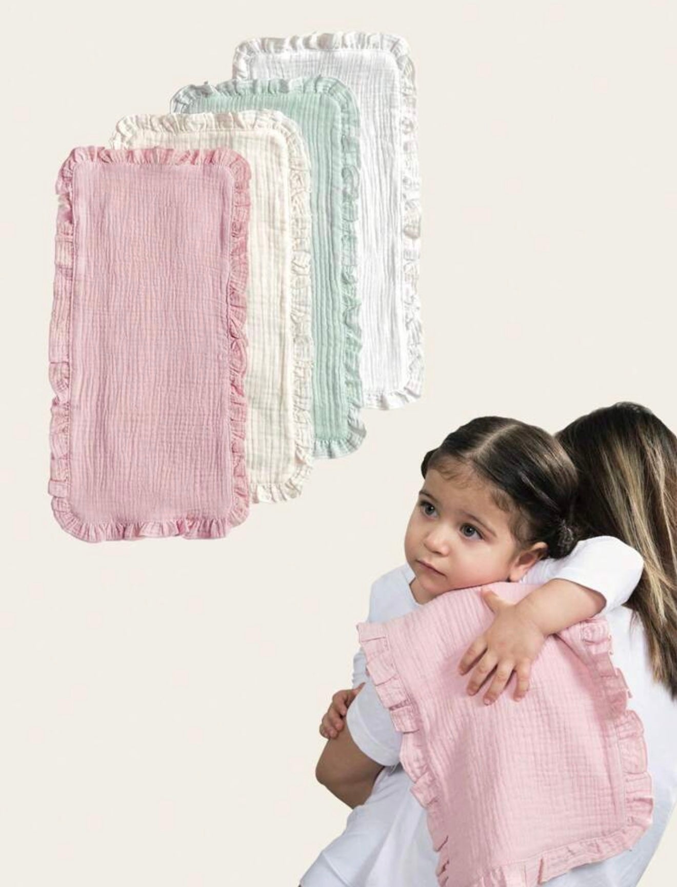 Burp cloths muslin 3 pack with Frill edge