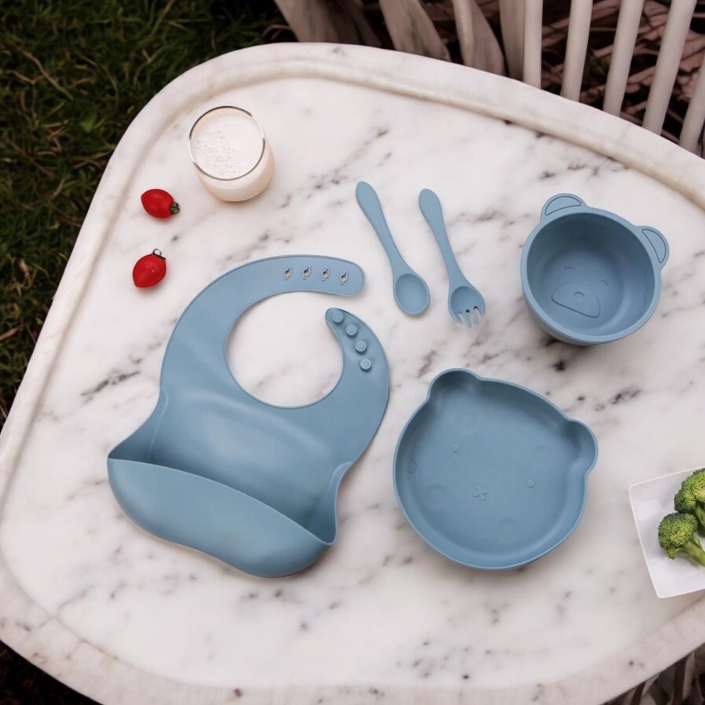 Silicone Feeding Set Blue Bear
