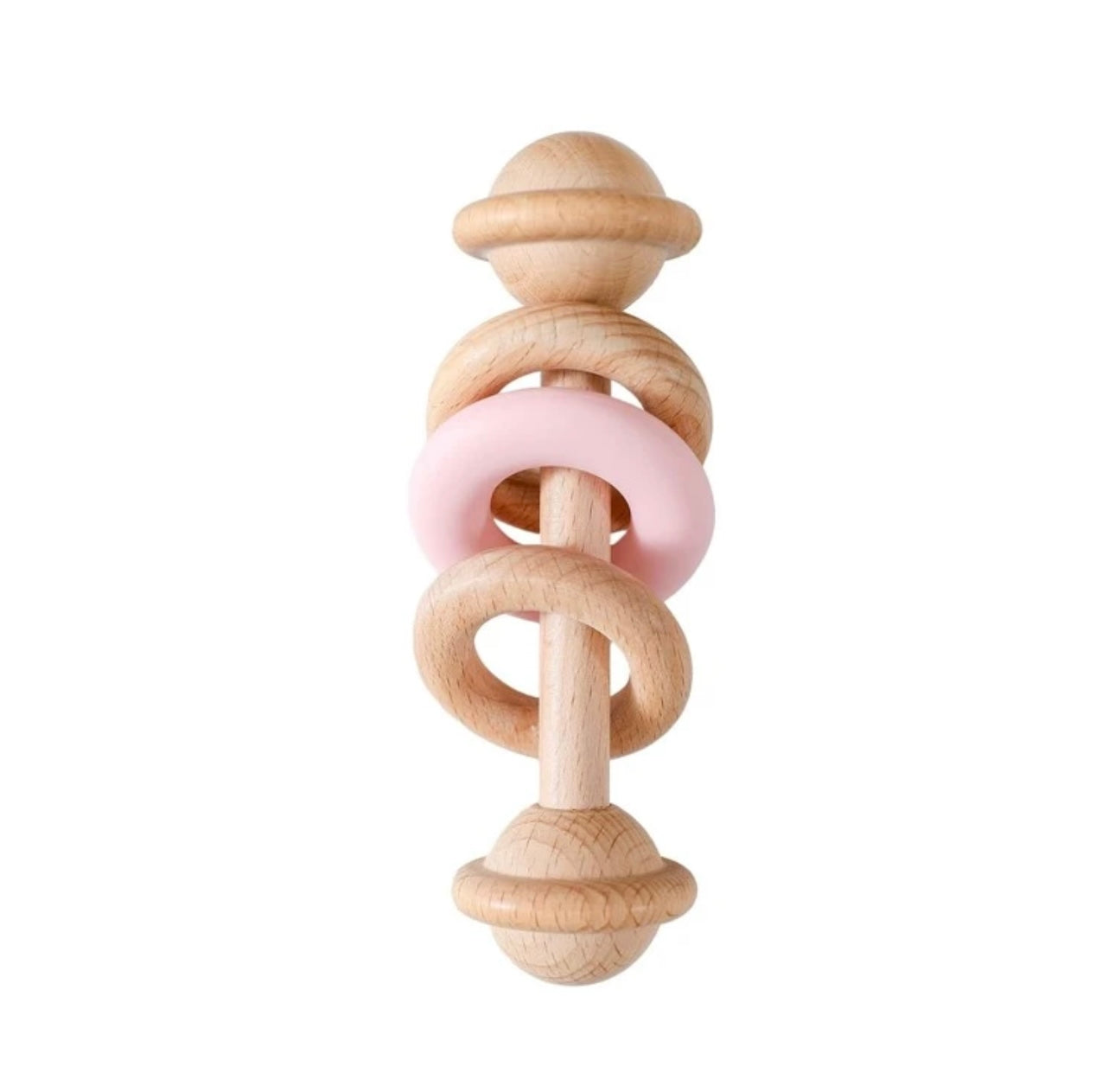 Silicone Ring Wooden Rattle