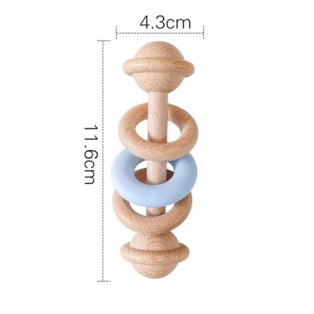 Silicone Ring Wooden Rattle