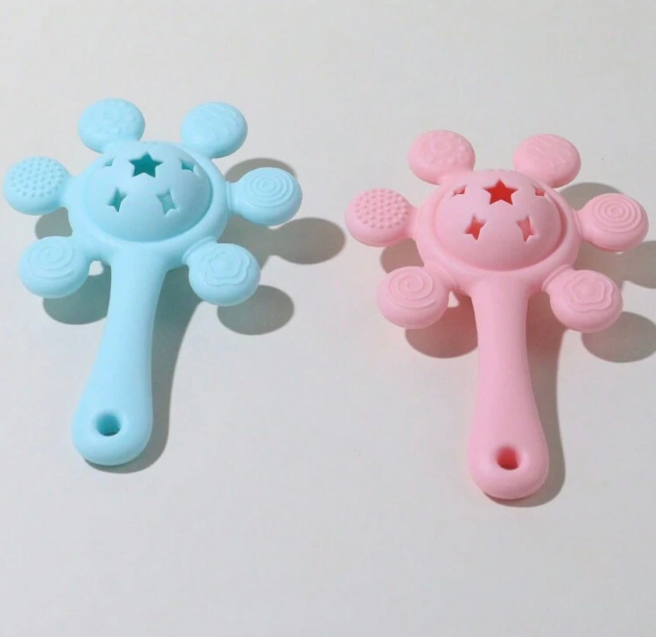 Silicone Teether Rattle Toy Pink