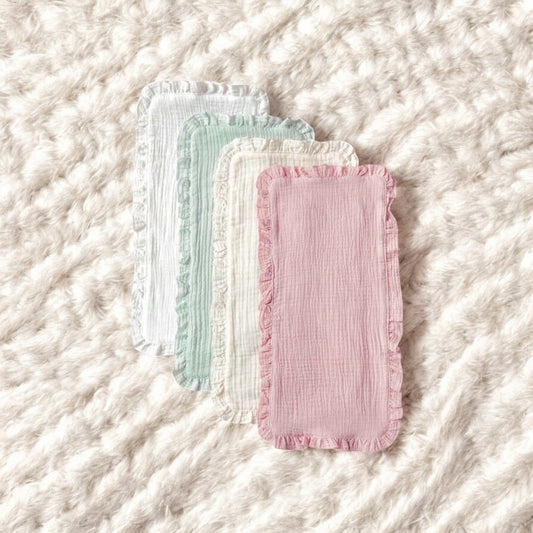 Burp cloths muslin 3 pack with Frill edge