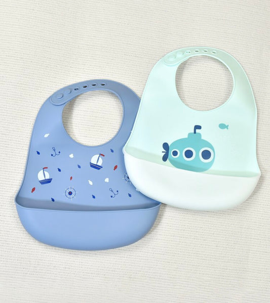 Silicone Bibs Blue 2 Pack