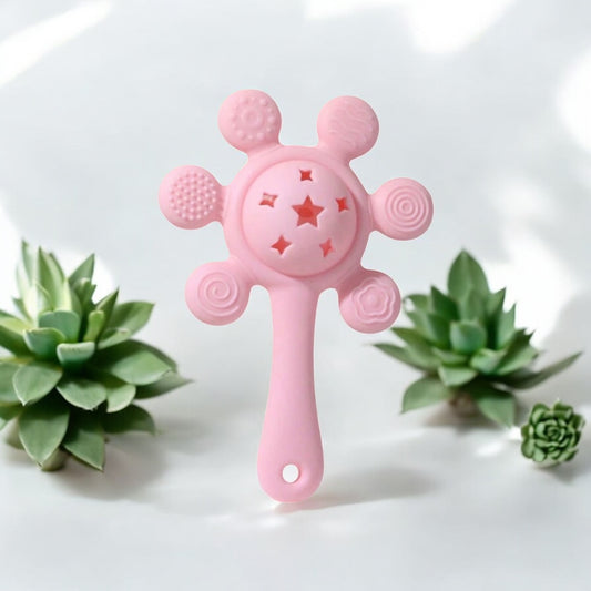 Silicone Teether Rattle Toy Pink