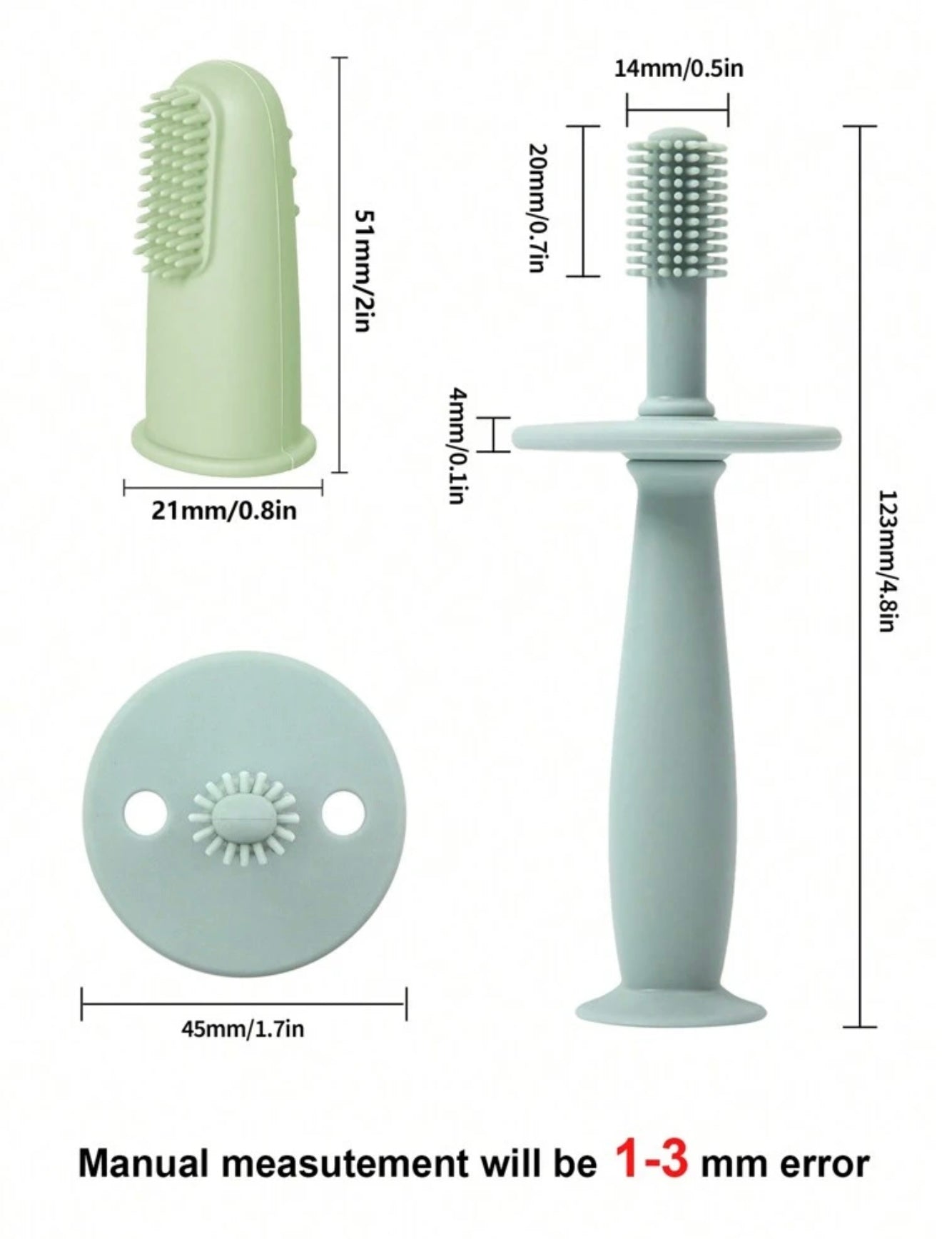 Silicone Toothbrush Set 3 pack -Blue