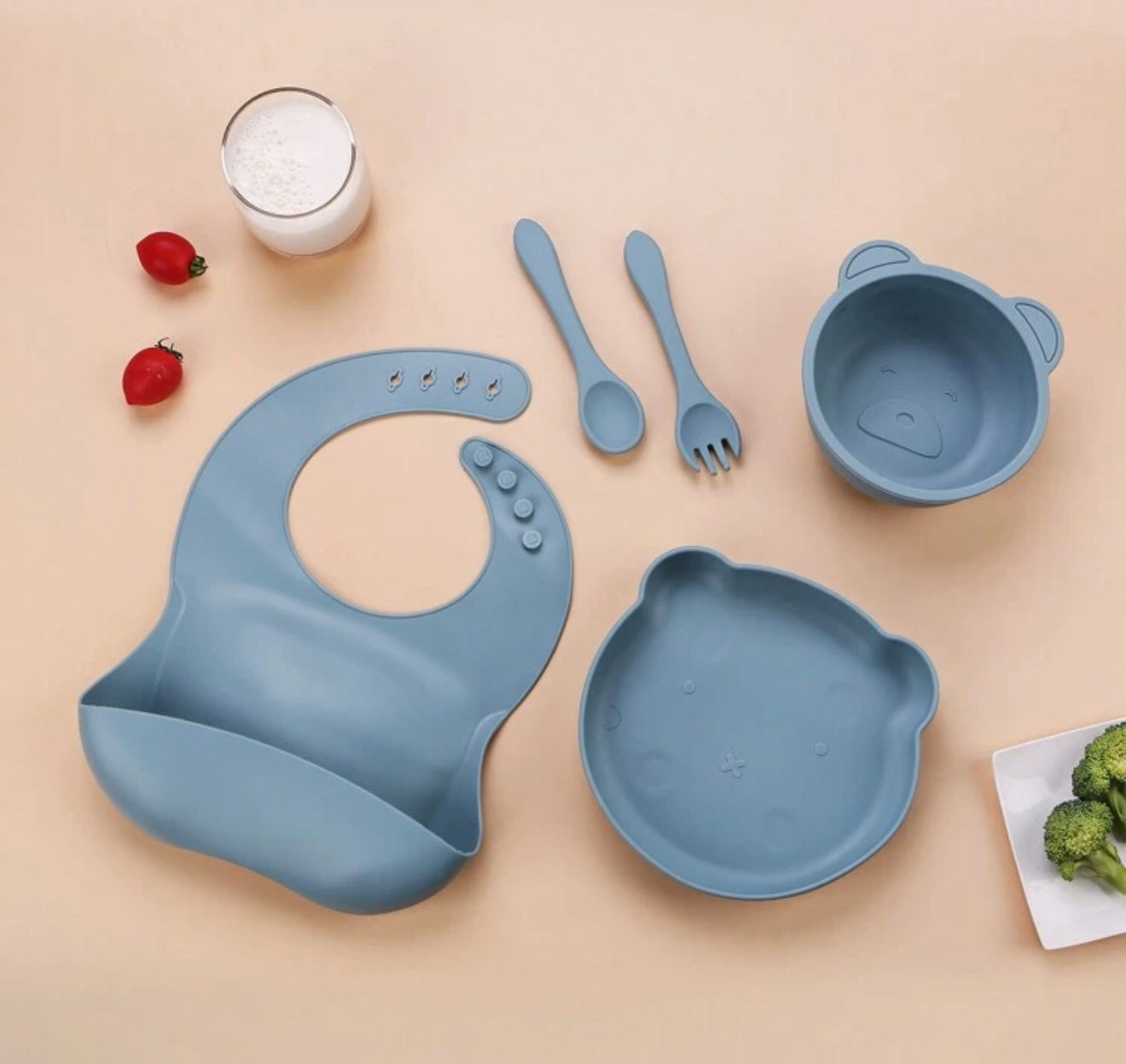 Silicone Feeding Set Blue Bear