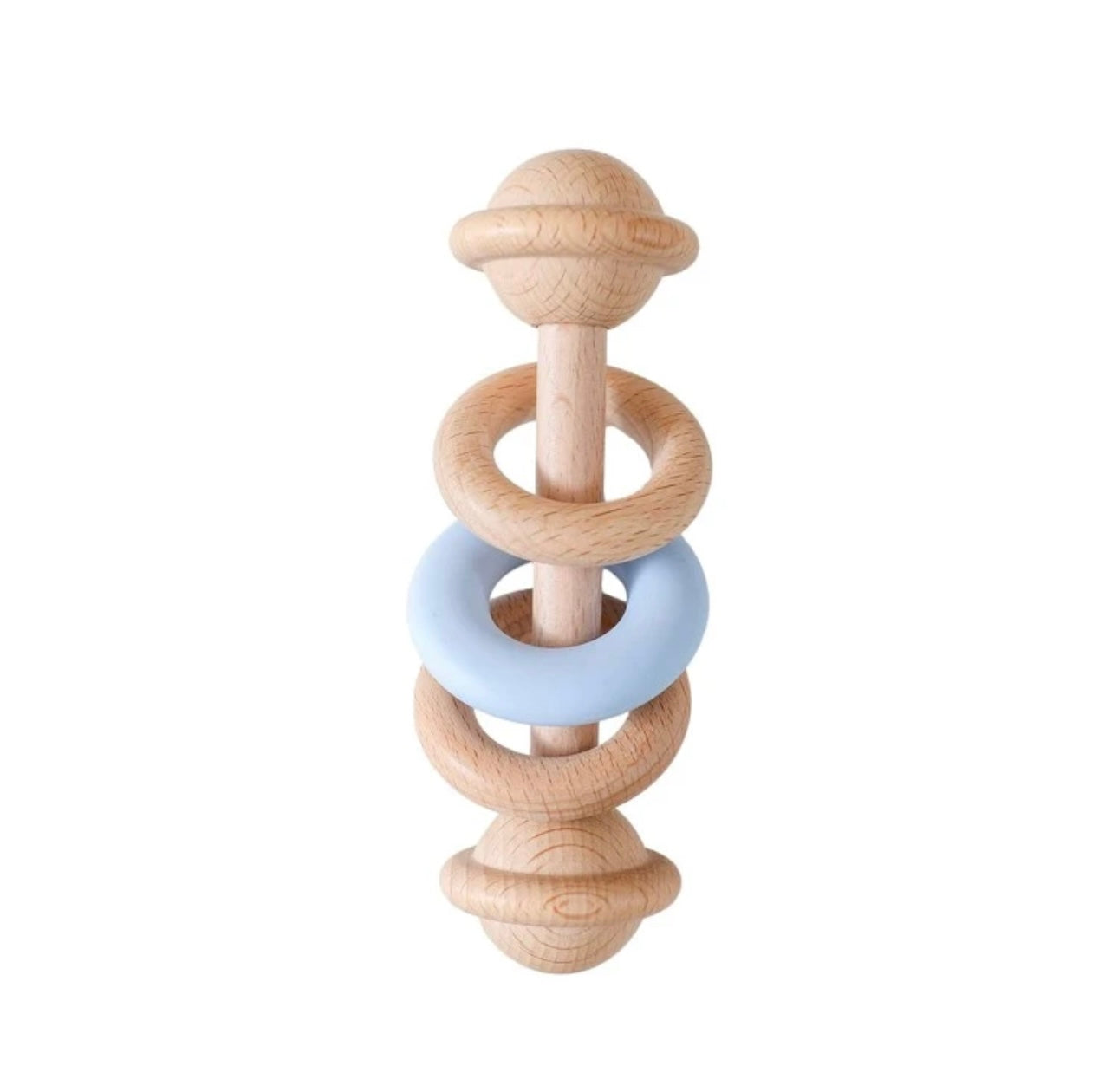 Silicone Ring Wooden Rattle